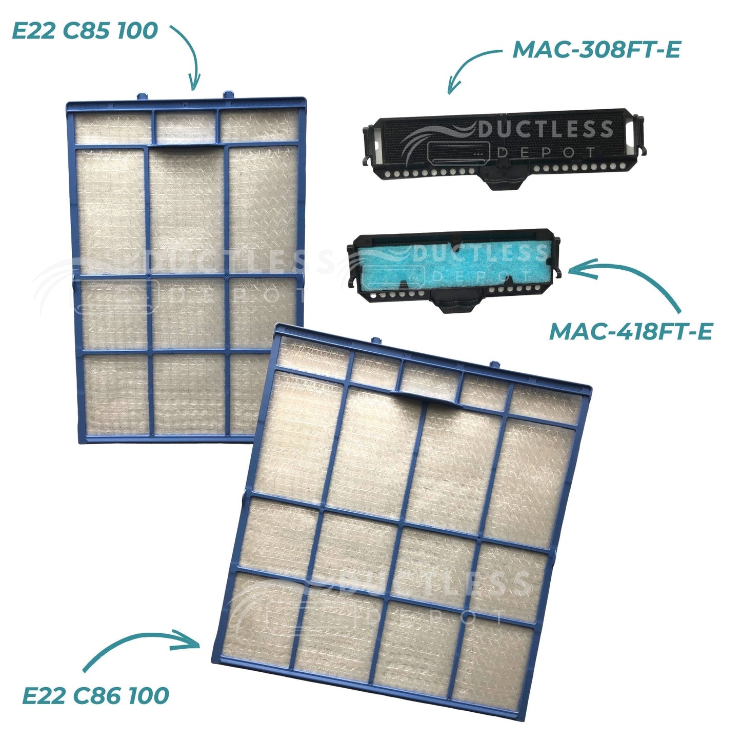 Mitsubishi E22 C85 100 and E22 C86 100 with MAC-418FT-E and MAC-308FT-E Combo at DuctlessDepot.com