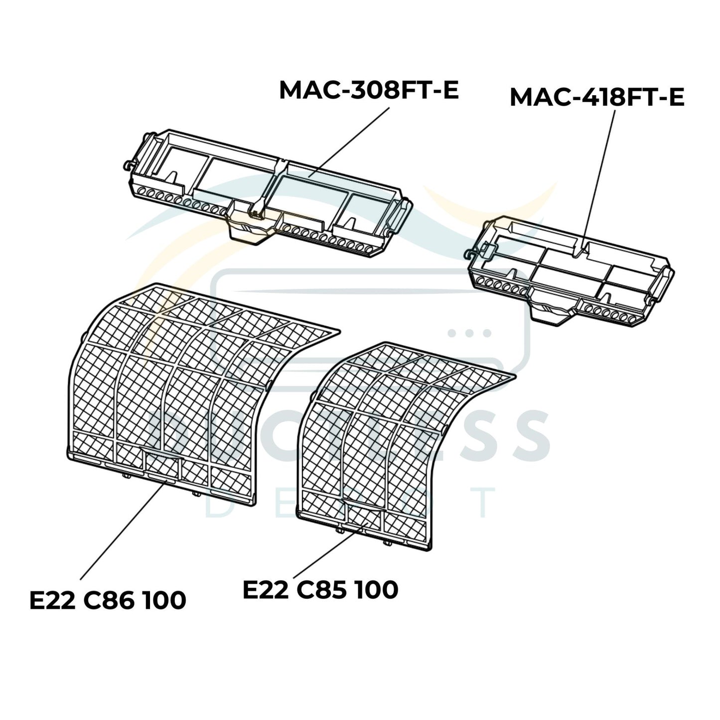 Mitsubishi E22 C85 100 and E22 C86 100 with MAC-418FT-E and MAC-308FT-E Combo at DuctlessDepot.com