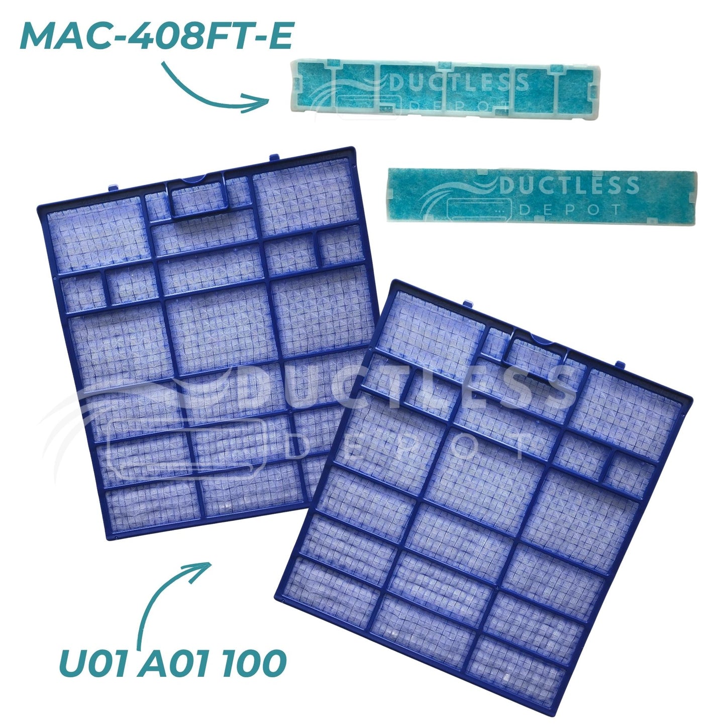 Mitsubishi U01 A01 100 & MAC 408FT E Filter Combo at DuctlessDepot.com
