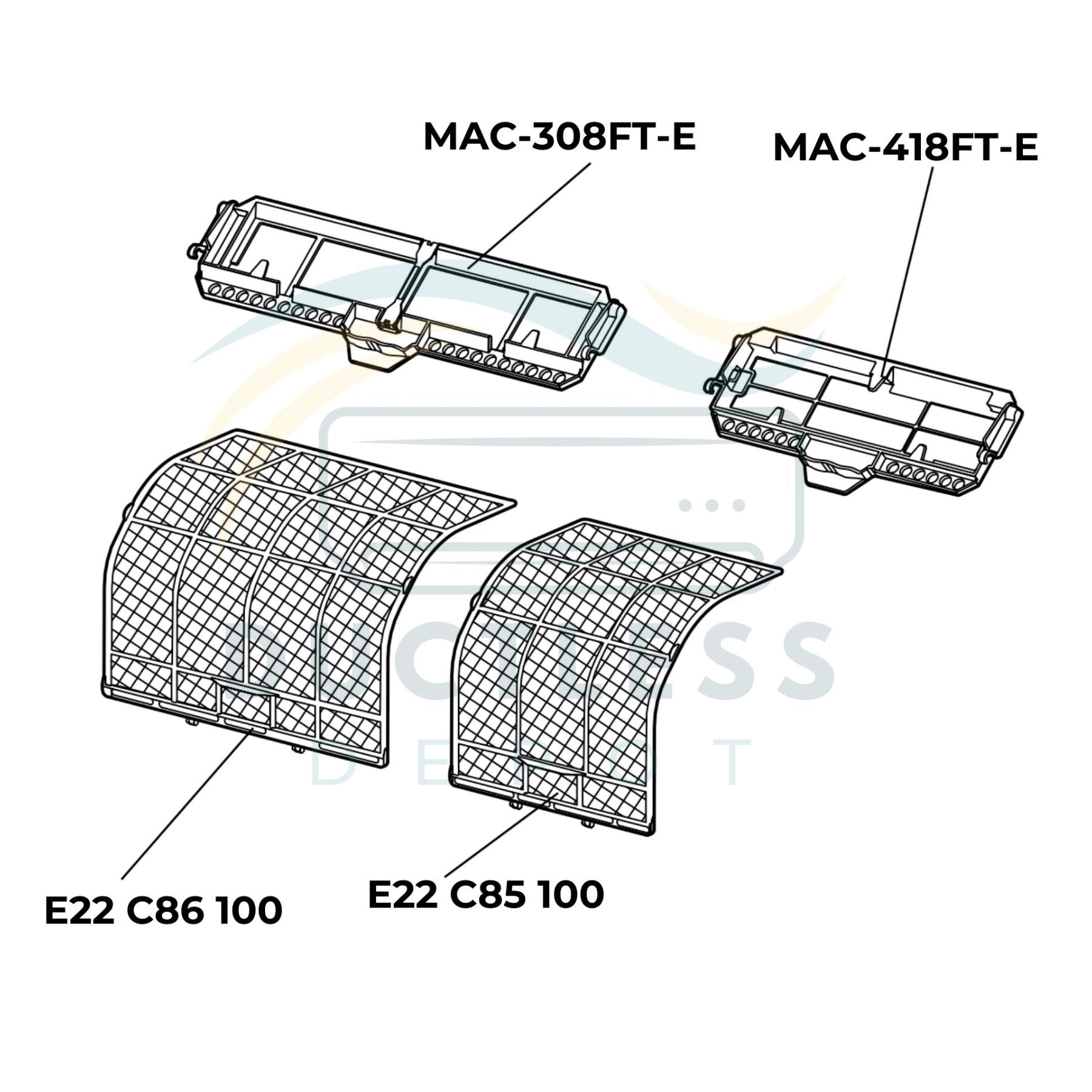 Mitsubishi E22 C85 100 and E22 C86 100 with MAC-418FT-E and MAC-308FT-E Combo at DuctlessDepot.com